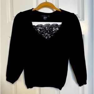 Vintage Women’s V-Neck Sweater with Lace Front